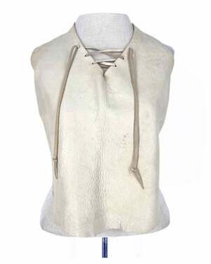 Size S ? Ecru Lace-Up Leather AS IS Tops Halter